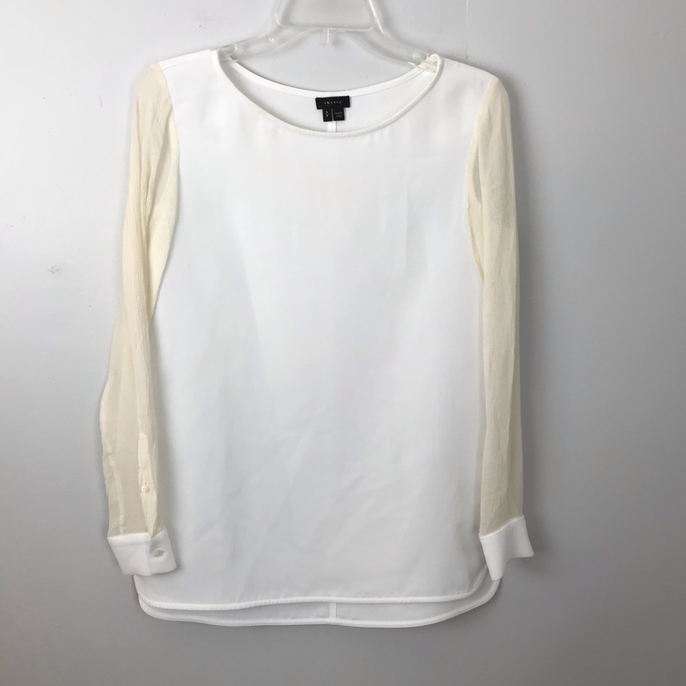 Theory 100% Silk Top White and Cream Flaw